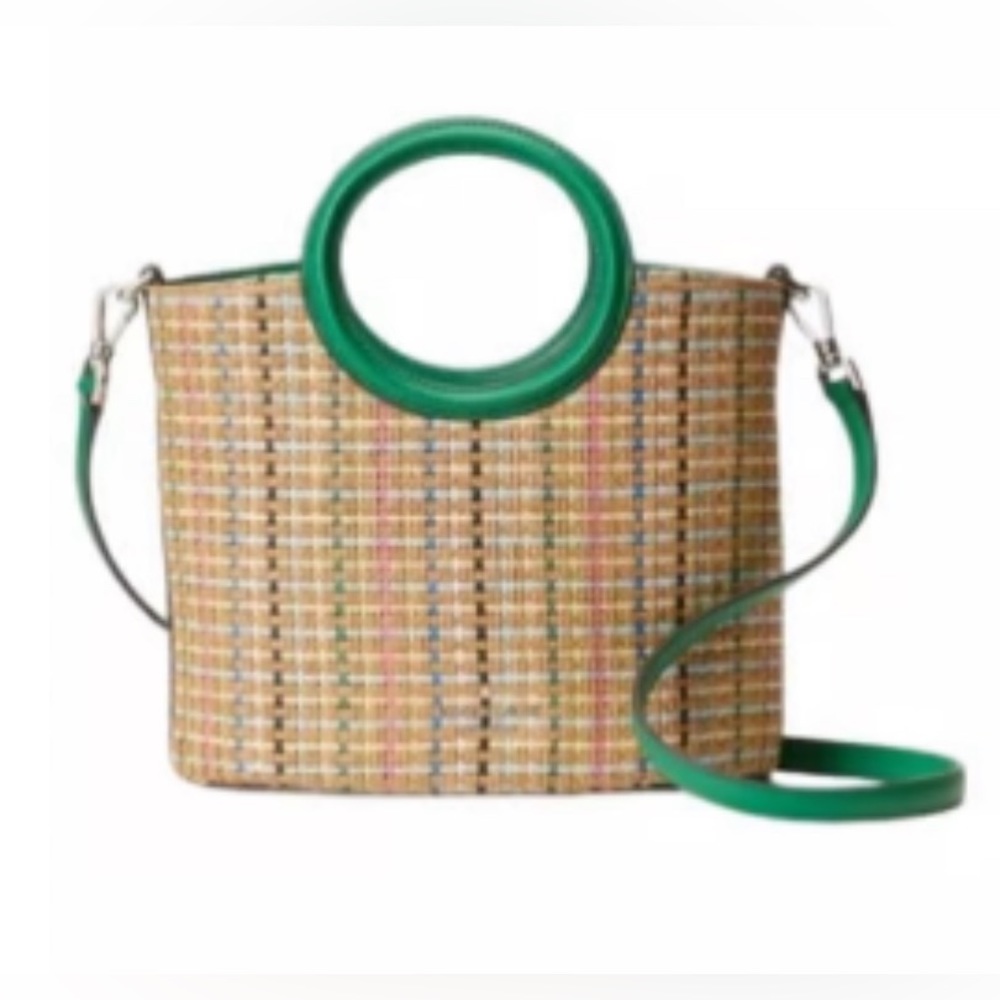KATE SPADE Jena Straw Large Tote crossbody drawstring satchel - Picture 2 of 13